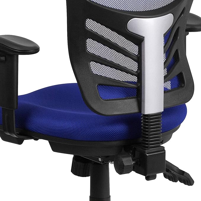 Flash Furniture Nicholas Mid-Back Swivel Office and Gaming Chair, Ergonomic Mesh Office Chair with Adjustable Lumbar Support and Height, Blue