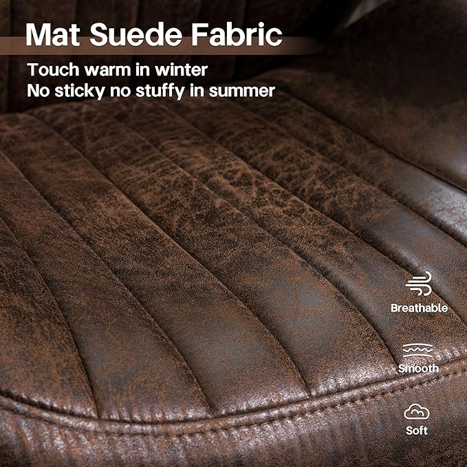 HOOOWOOO Faux Suede Leather Home Office Desk Chair,MCM Modern Ergonomic Task Work Chair,Computer Gaming Chair with Cushion Seat Mid Back for Long Hours(Chocolate Brown)