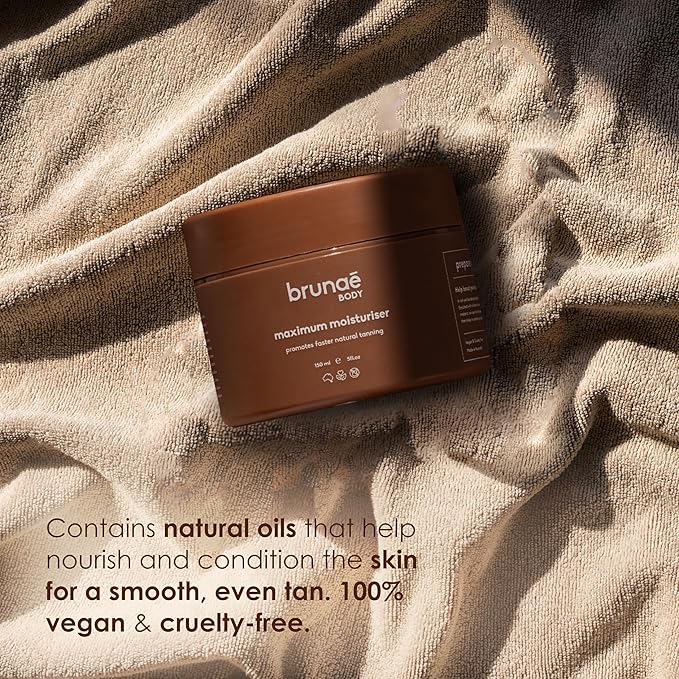 BRUNAE BODY® Maximum Tanning Moisturizer [FOR DARKER & FASTER TAN] - Skin Firming Pre-Tan Preparation Lotion - Hydrating Body Lotion for Sun Bed with Jojoba, Avocado & Tamanu Oil - Vegan & Aussie Made