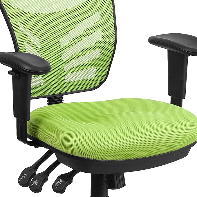 Flash Furniture Nicholas Mid-Back Swivel Office and Gaming Chair, Ergonomic Mesh Office Chair with Adjustable Lumbar Support and Height, Green