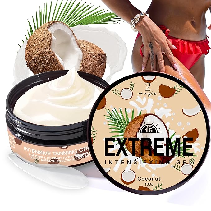 Intensive Tanning Gel,Dark Tan Accelerator Gel for Outdoor Sun & Tanning Beds (Cocount)