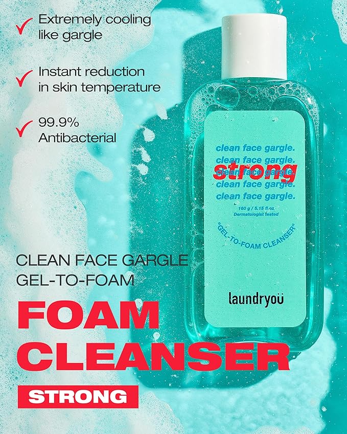 Gel-to-Foam Facial Cleanser Strong | Exfoliating PHA Cleanser with Centella & Heartleaf | Deep Pore Face Wash for Oily & Acne-Prone Skin | Korean Skin Care (5.64 fl oz)