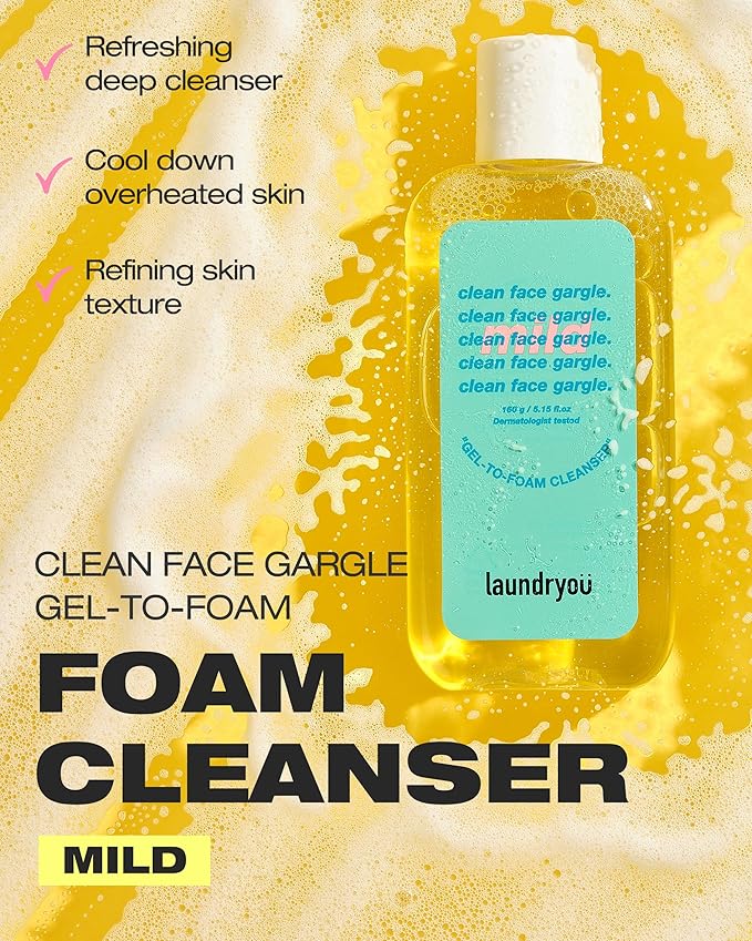 Gel-to-Foam Gentle Facial Cleanser Mild | Hydrating PHA Cleanser with Probiotics | Gentle Face Wash for Oily & Acne-Prone Skin | Korean Skin Care (5.64 fl oz)