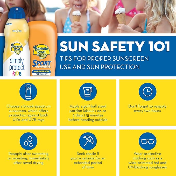 Banana Boat Kids MAX Protect Sunscreen Spray SPF 100 6oz & Sport Ultra Sunscreen Spray Twin Pack SPF 50 6oz each