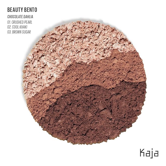 Kaja 3 Colors Eyeshadow - Beauty Bento 08 Chocolate Dahlia | Mosaic Chrome, Shimmer, Matte finish, Cruelty free, K-Beauty Mini Palettes, Easy Finger Blendable, Glitter, High Pigmentation, 0.03 Oz