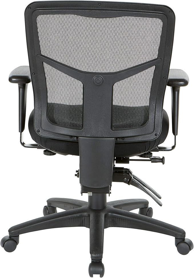Office Star ProGrid Breathable Mesh Manager's Office Chair with Adjustable Seat Height, Multi-Function Tilt Control and Seat Slider, Mid Back, Coal FreeFlex Fabric