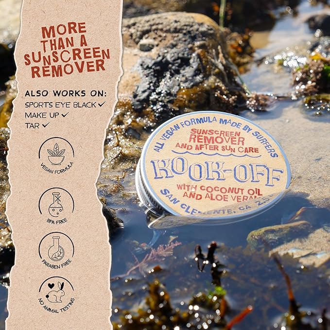 Mineral Sunscreen Remover & After Sun Care | Natural, Ocean-Safe Formula | Aloe Vera & Coconut Oil | Removes Stubborn Zinc Sunscreen | 2.5oz Tin