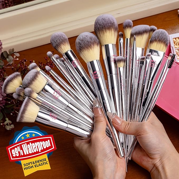 Bueart Design Christmas Gift 26Pcs Pro Makeup Brushes Set with Ultra Soft Dense Hair,Premium Quality Professional Make up Brushes For Foundation,Contour,Blush,Powder Makeup