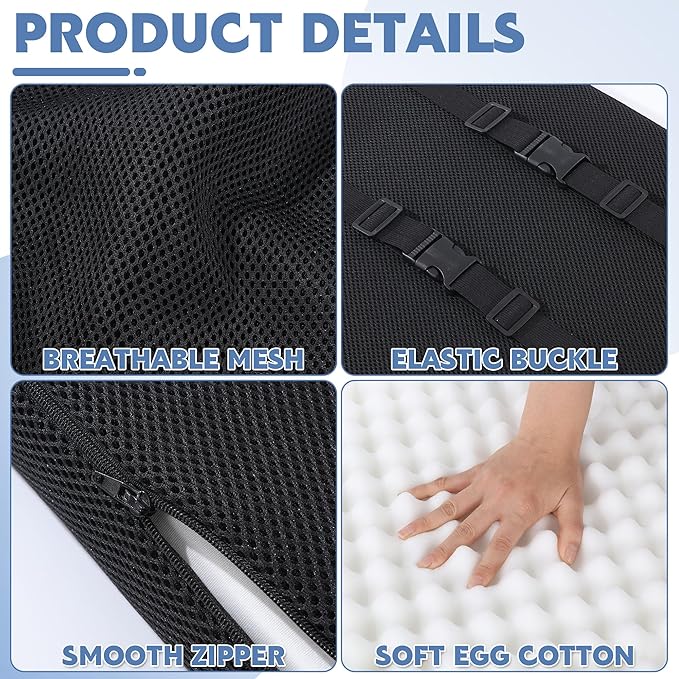 MABOZOO Wheelchair Back Cushion, 18"x17"x2.4" Lumbar Support Pillow for Wheelchair Removable Washable Provide Support Relieve Pain