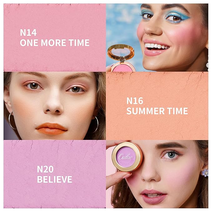Oulac Baby Pink Blush Makeup,Highly Pigmented Cream Blush for Cheeks,Natural Matte Glow Finish,Buildable Color to Shape&All Day Wear Formula,Cruelty-Free Vegan blush,Daily&Party Use 4.8g 14