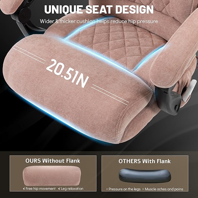 Massage Office Chair with Foot Rest,6 Points Vibration & Heat Executive Office Chairs for Heavy People,500LBS Big and Tall Office Chair,Ergonomic Reclining Desk Chair,Home & Office,Pink