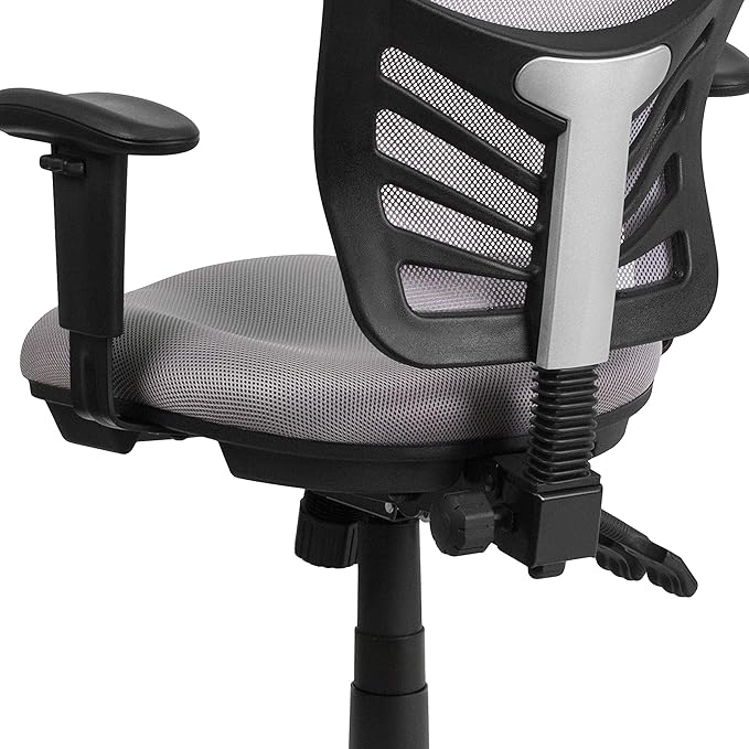 Flash Furniture Nicholas Mid-Back Swivel Office and Gaming Chair, Ergonomic Mesh Office Chair with Adjustable Lumbar Support and Height, Gray