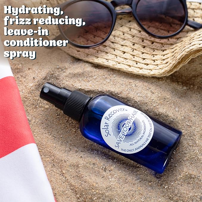 Solar Recover After Sun Moisturizing Spray & Hair Detangler Travel Size 4 Pack Combo - 12oz + 2oz Hydrating Facial & Body Mist for Sunburn Relief, 8 oz + 2oz All Natural Leave-In Conditioner Hair Care