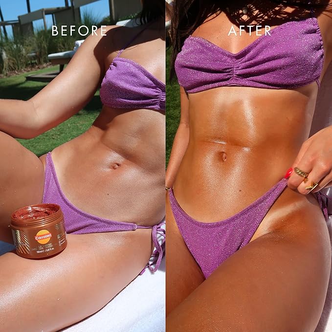 Carroten Gold Shimmer Tanning Gel | Browning Tan Accelerator | Non-Greasy, Water-Resistant with Carrot & Coconut Oil | Vitamin A & E For Moisture & Hydration | Made in Greece | 5 Fl Oz