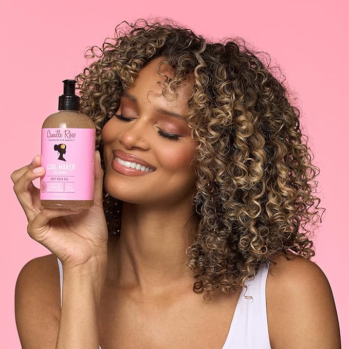 Camille Rose Curl Maker Defining Gel, Soft Hold – Textured, Curly Hair Moisture, Detangler, Frizz Control with Nourishing Botanicals, 12 Fl Oz
