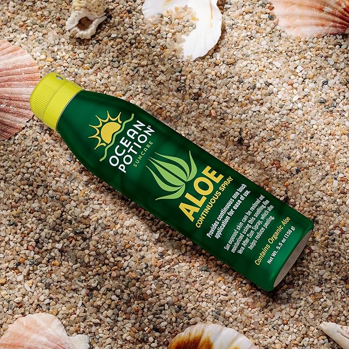 Ocean Potion Aloe Vera After Sun Continuous Body Spray, Cooling & Hydrating Aftersun Care with Pure Aloe Vera, Odorless Non-Greasy Spray Moisturizer for Body, 6 oz