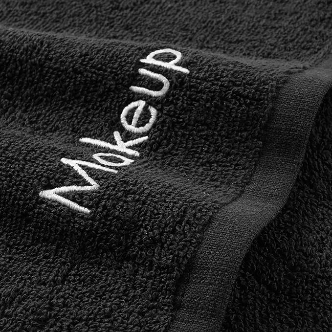 Arkwright Makeup Remover Fingertip Towels Bulk - 100% Cotton Face Towels, Soft Reusable Washcloths, Gentle Facial Cleansing for Waterproof Makeup, 11 x 17, Black (Case of 144)