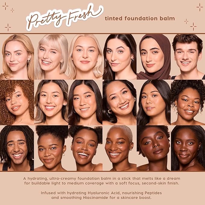 ColourPop Pretty Fresh Tinted Foundation Stick - Balm to Cream Foundation with Light to Medium Coverage - Infused with Hydrating Hyaluronic Acid, Peptides & Niacinamide - Deep Dark 24 (0.29 oz)
