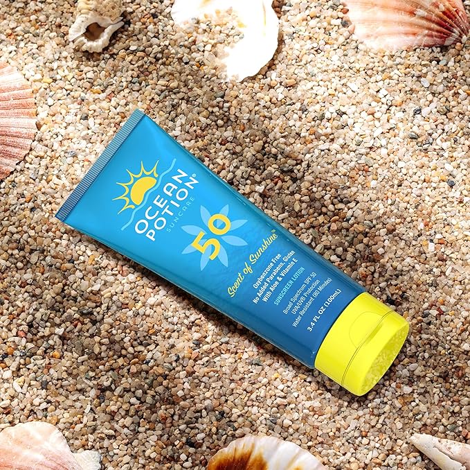 Ocean Potion SPF 50 Sunscreen Body Lotion, Broad Spectrum UVA/UVB Protection with Aloe and Vitamin E, Water-Resistant Non-Greasy Travel Size Sunscreen, 3.4 oz