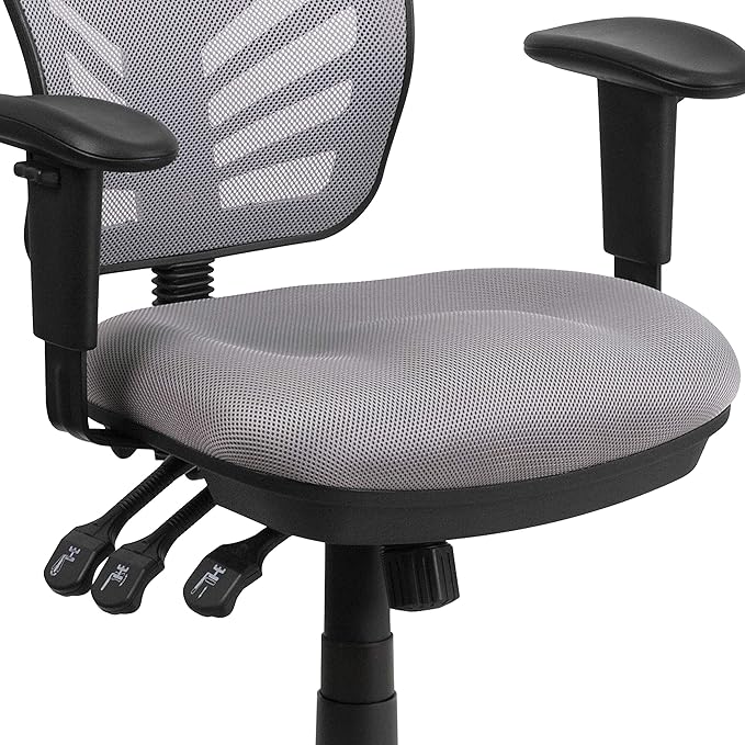 Flash Furniture Nicholas Mid-Back Swivel Office and Gaming Chair, Ergonomic Mesh Office Chair with Adjustable Lumbar Support and Height, Gray