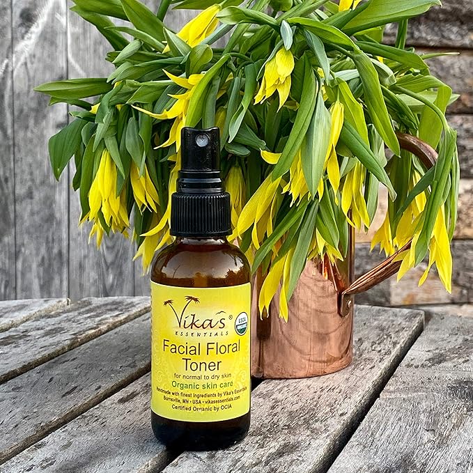 Vika's Essentials Certified Organic Facial Floral Toner for Dry Skin