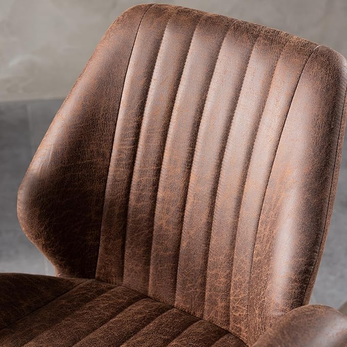 HOOOWOOO Faux Suede Leather Home Office Desk Chair,MCM Modern Ergonomic Task Work Chair,Computer Gaming Chair with Cushion Seat Mid Back for Long Hours(Chocolate Brown)