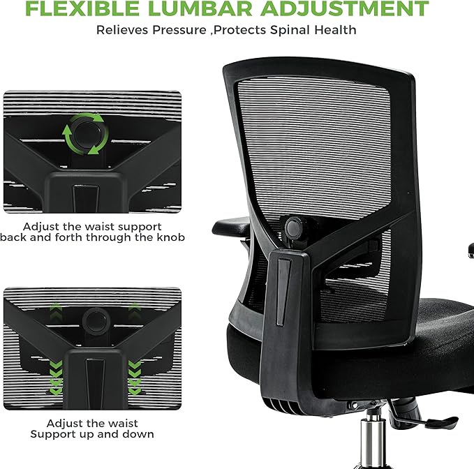 Big and Tall Office Chair 700lbs with Ergonomic W Wide Thick Seat Cushion, Oversized Mesh Desk Chair with Adjustable Lumbar Support, Computer Chair with Upgraded 4D Armrests