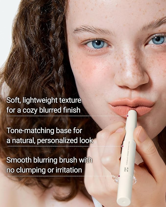 HOLIKA HOLIKA Mellow Blurring Lip Pencil 03 Peony Soap - Korean Lip Makeup with Built-In Blurring Brush, 6mm Wide Tip for Overlining, Coconut Oil & Camellia Seed Oil, Long-Lasting No Skip Formula
