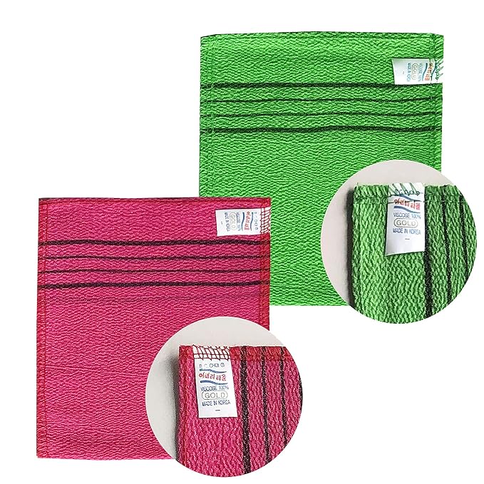 8 pcs Asian Exfoliating Bath Washcloth - Red & Green