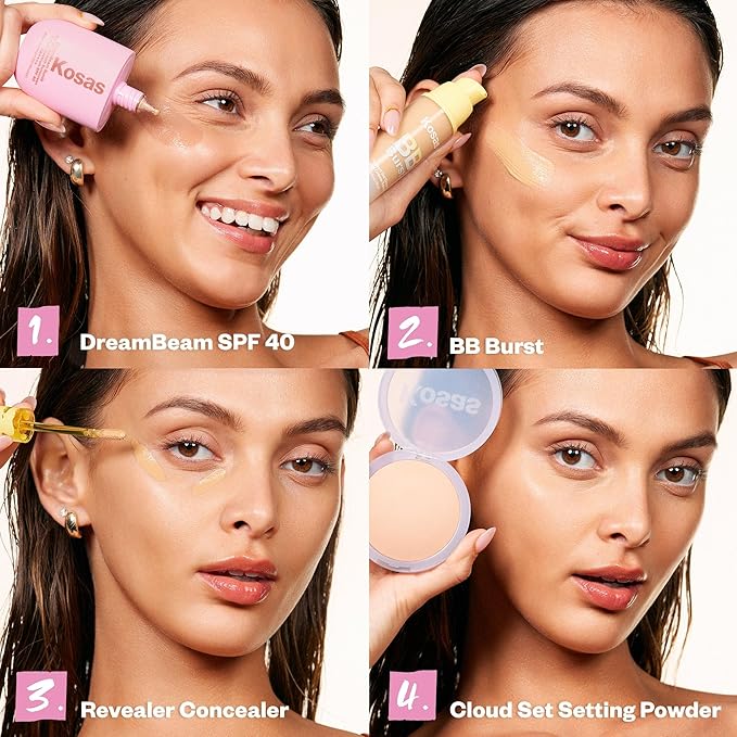 Kosas Mini DreamBeam SPF 40 Mineral Sunscreen for Face – Travel Size Makeup Prep & Sun Protection, 15 ml