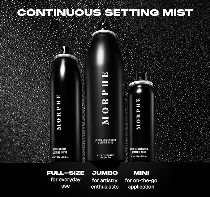 Morphe Jumbo Continuous Setting Spray - Micro-Fine Makeup Setting Spray with a Natural Radiant Finish - Helps Makeup Resist Caking or Fading & Increases Wear of Foundation (6.5 fl oz)