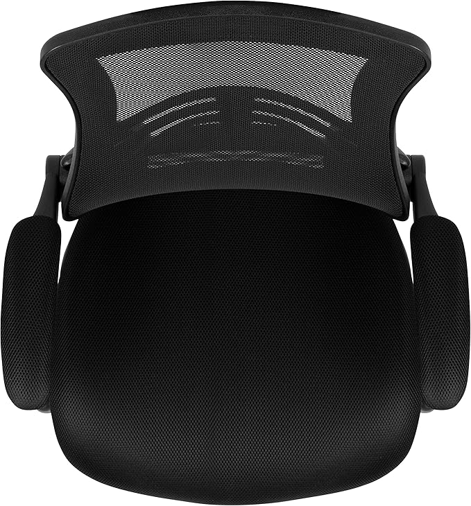 Flash Furniture Kelista Mid-Back Black Mesh Swivel Ergonomic Task Office Chair with Flip-Up Arms - Set of 5