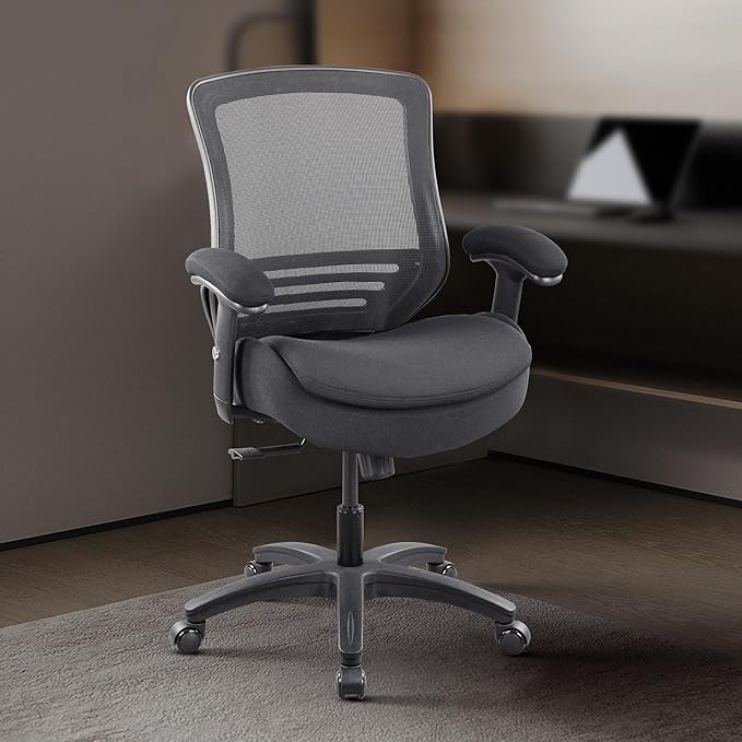 BOLISS 400lbs Mid Back Mesh Ergonomic Super Soft Wide Cushion Office Computer Desk Chair Adjustable Arms(Black)