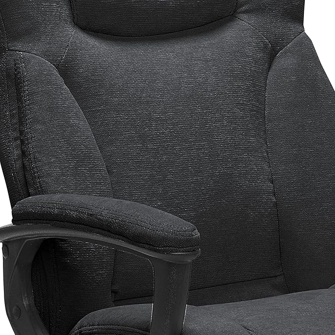 Serta Connor Executive Office Chair, Ergonomic Computer Chair with Layered Body Pillows, Contoured Lumbar, Adjustable Seat, Microfiber Fabric, Black