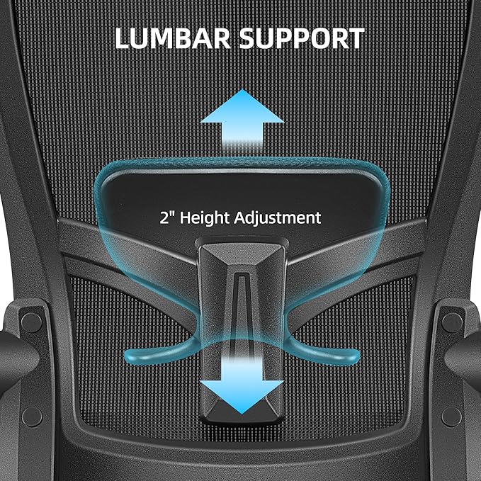FelixKing Office Chair, Desk Chair with Adjustable Lumbar Support, Ergonomic Computer Chair with High Back and Armrest, Adjustable Height Gaming Chair Home Office Swivel Chair, Pack of 2, Black