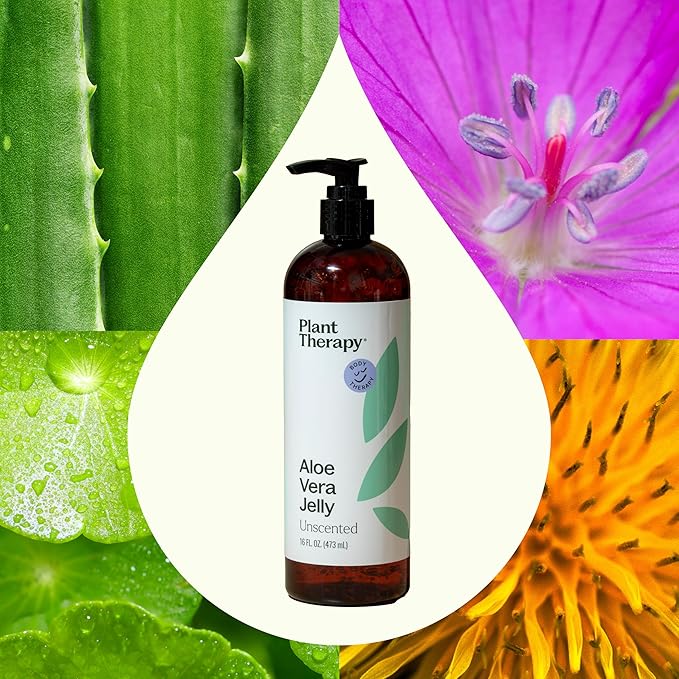 Plant Therapy Aloe Vera Jelly 16 oz, All Natural, After Sun Skin Care, Lightweight Hydration for Face & Body