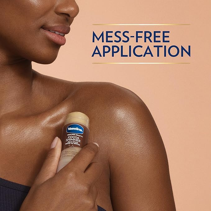 Vaseline Cocoa Shimmer Jelly Stick – Non-Greasy Moisturizer for Glowing Skin, Face & Body Lotion, Travel-Size, 1.4 Oz Ea, Pack of 3.