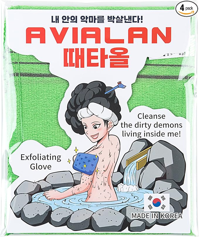 exfoliating Glove Body wash loofah Korean Skin Care face Lip Body Scrub Dry Brushing Body Brush Foot Back Scrubber (Green)