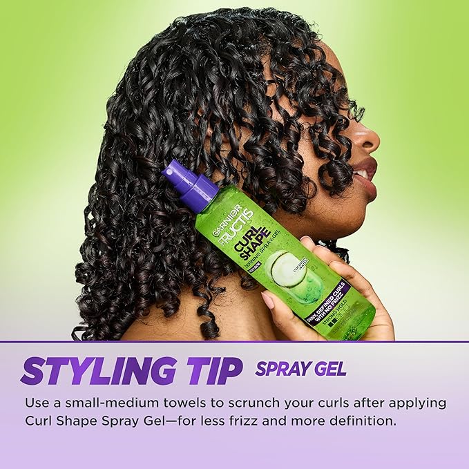 Garnier Fructis Style Curl Shape Defining Spray Gel for No Frizz, 8.5 Fl Oz, 3 Count (Packaging May Vary)