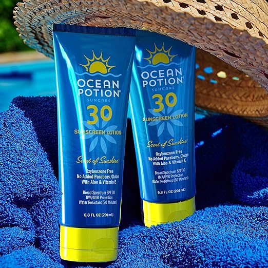 Ocean Potion SPF 30 Sunscreen Body Lotion, Broad Spectrum UVA/UVB Protection with Aloe and Vitamin E, Water-Resistant Non-Greasy Sunscreen, 6.8 oz