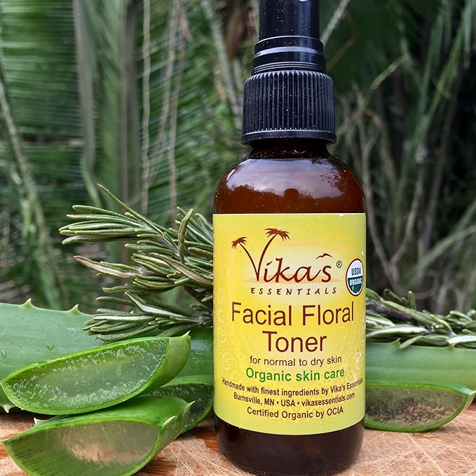 Vika's Essentials Certified Organic Facial Floral Toner for Dry Skin