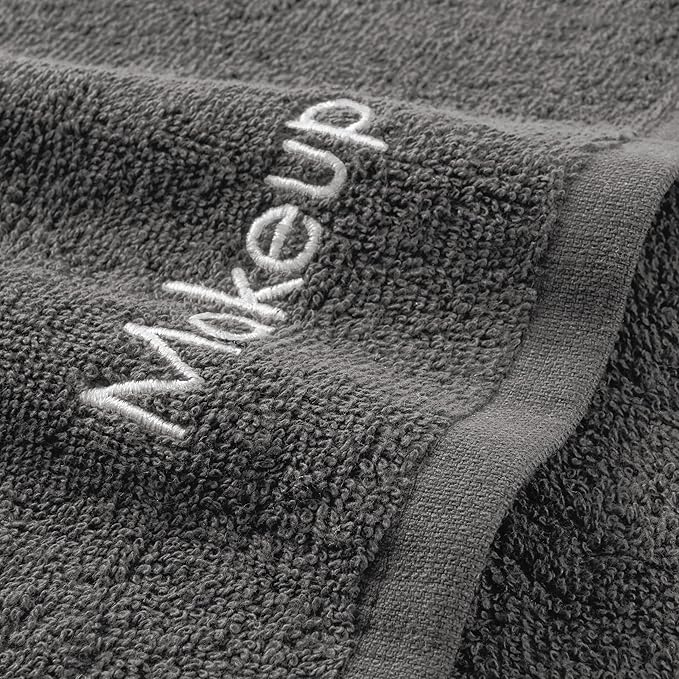 Arkwright Makeup Remover Fingertip Towels 6 Pack - 100% Cotton Face Towels, Soft Reusable Washcloths, Gentle Facial Cleansing for Waterproof Makeup, 11 x 17, Grey