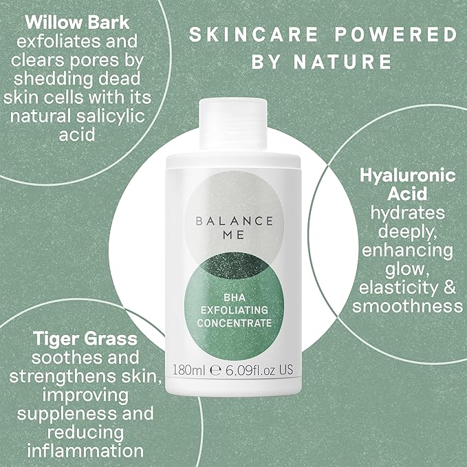 Balance Me BHA Exfoliating Concentrate 7 fl oz, Chemical Toner and Face Exfoliant with Salicylic Acid for Uneven Texture & Pore Appearance