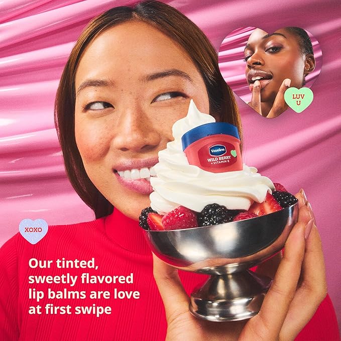 Vaseline Lip Therapy Valentine’s Day Gifts, Limited Edition Lip Balm Variety 6-Pack, Rosé + Wild Berry, 0.25 Oz Ea