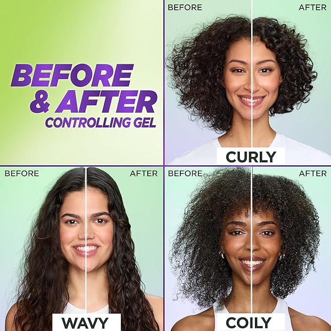 Garnier Fructis Style Curl Scrunch Controlling Gel for Shape & Shine, 6.8 Fl Oz, 3 Count (Packaging May Vary)