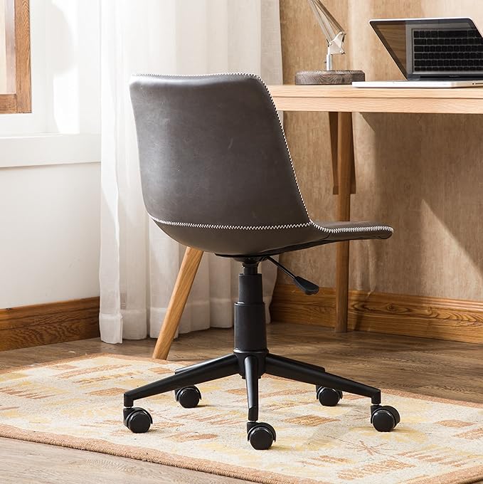 Roundhill Furniture Cesena Faux Leather 360 Swivel Air Lift Office Chair, Gray