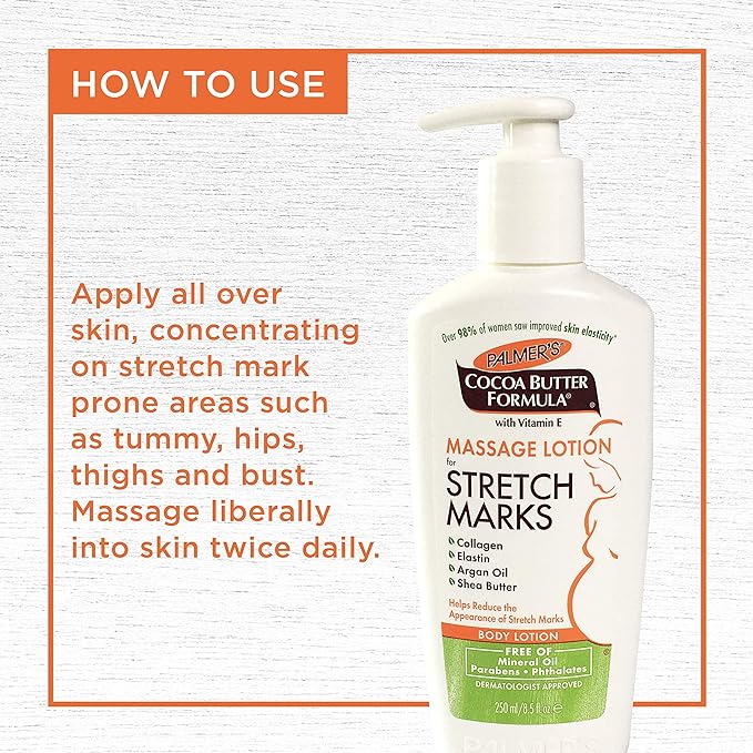 Palmer's Cocoa Butter Formula Massage Lotion with Collagen and Elastin | For Stretch Marks | Pregnancy Skin Care | With Argan Oil and Shea Butter | 8.5 oz Pack of 2