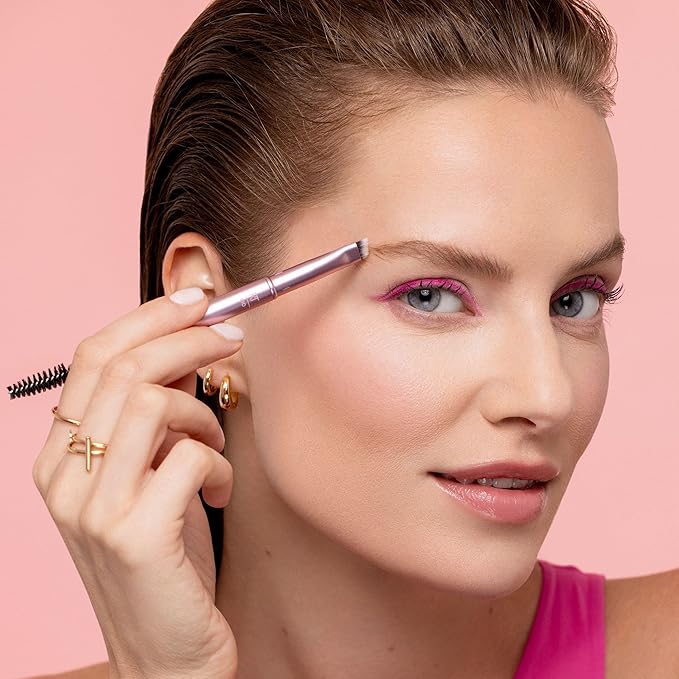 Real Techniques Double Time Brush + Lash 4 Piece Set, Dual-Ended Eye Makeup Brushes For Eyeshadow & Brows, Travel-Friendly Brush Caps For Storage, Eyelash Curler Included, Cruelty-Free