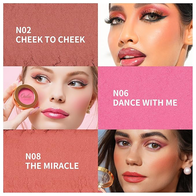 OULAC Pink Blush Matte Finish for Cheeks Highly Pigmented Natural Matte Blush Makeup Smooth Texture,Buildable Color&Lightweight Formula Vegan&Cruelty-Free 06