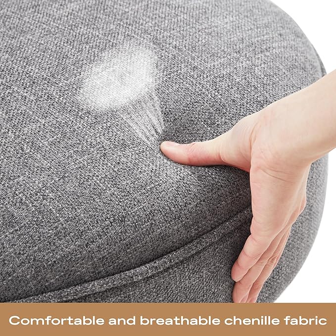 HUIMO Home Office Chair Upholstered Armless Desk Chair with Wheels Adjustable Height Computer Desk Chair with Wooden Legs Linen Fabric Comfortable Swivel Chairs for Home Office Study Studio (Grey)